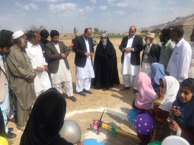 مراسم کلنگ زنی مدرسه آبی آسمانی روستای کچ از توابع نوک آباد خاش